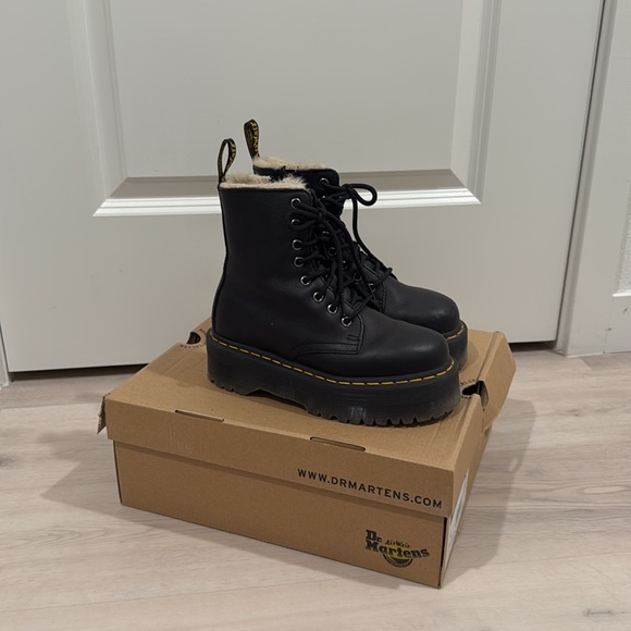 Dr. Martens Jadon Boot Faux Leather Fur Lined Platforms - Picture 2 of 5